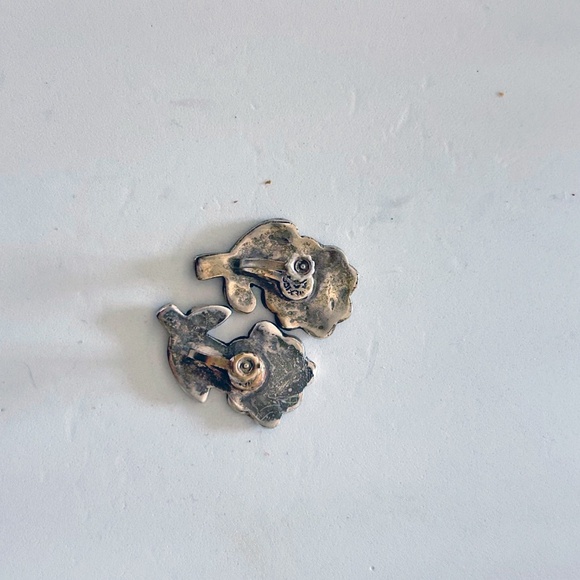 Vintage Sterling silver Abalone flower screw on earrings 925 handcrafted  in Mex - Picture 4 of 8